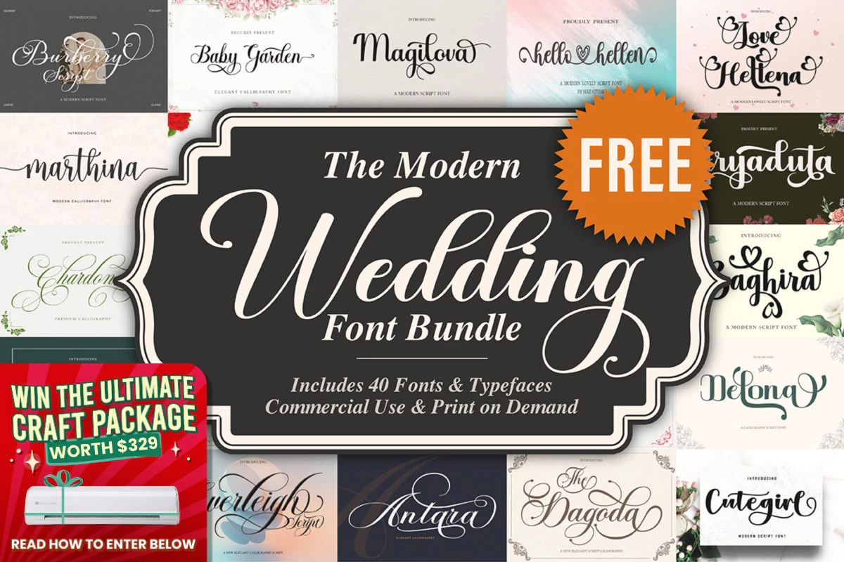 免费获取字体包 The Modern Wedding Font Bundle[Windows、macOS][$546→0]