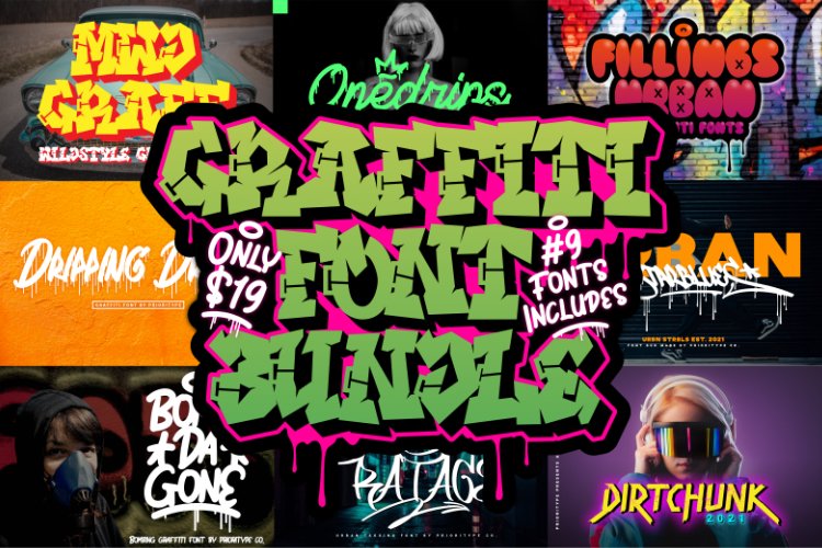 免费获取字体包 Graffiti Font Bundle[Windows、macOS][$19→0]