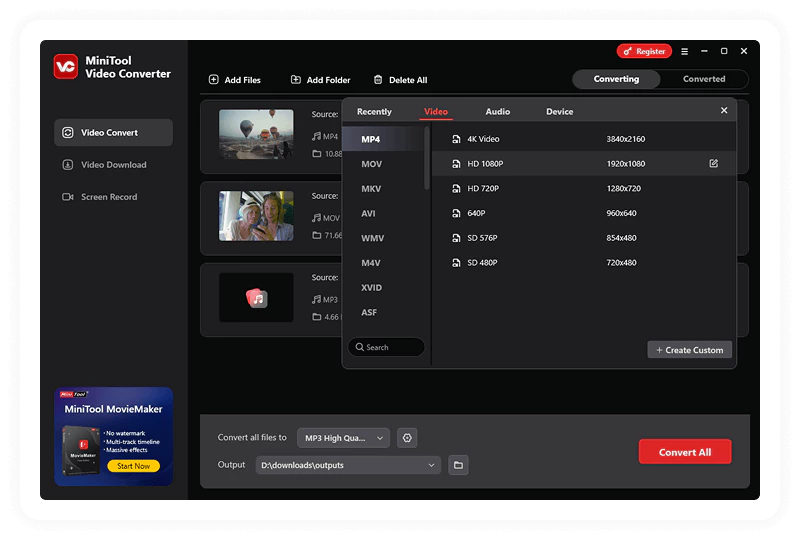 MiniTool Video Converter - 视频格式转换工具[Windows]