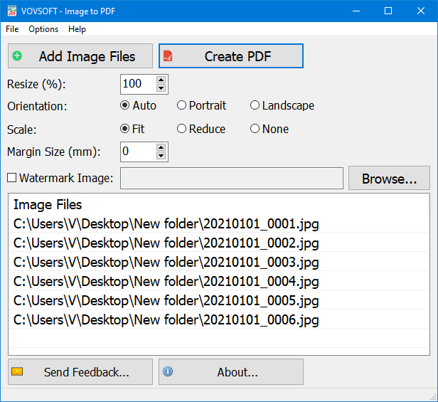 Vovsoft Image to PDF Converter - 将图片转换为 PDF 文档[Windows]