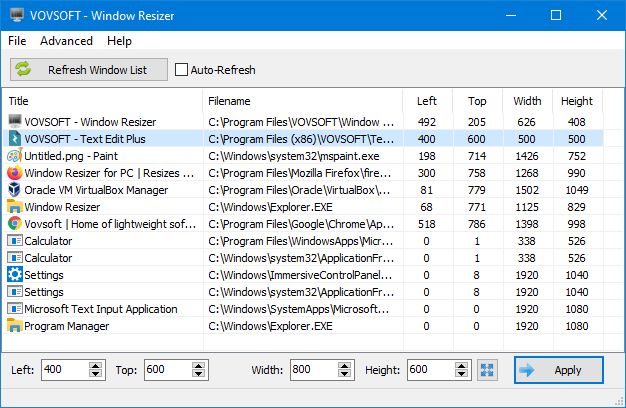 Vovsoft Window Resizer - 窗口大小调整工具[Windows][$19→0]-大海资源库