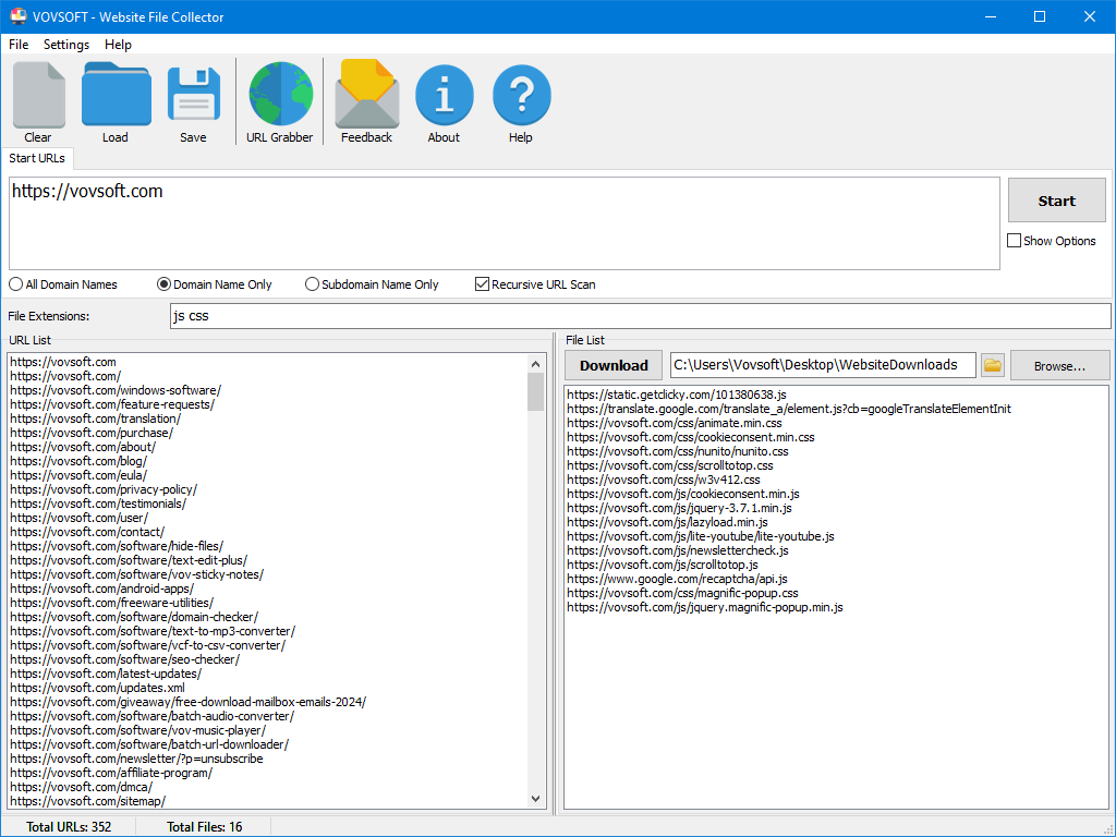 Vovsoft Website File Collector - 网站文件下载工具[Windows][$19→0]