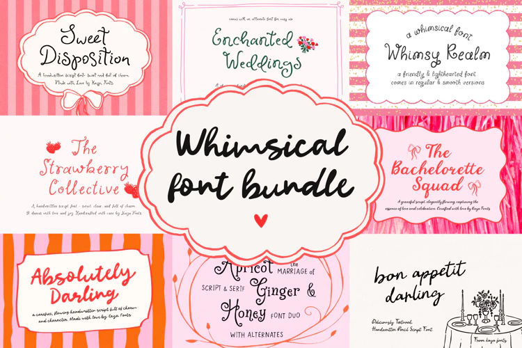 限时免费获取字体包 Whimsical Handwriting Font Bundle Fonts[Windows、macOS][$29→0]